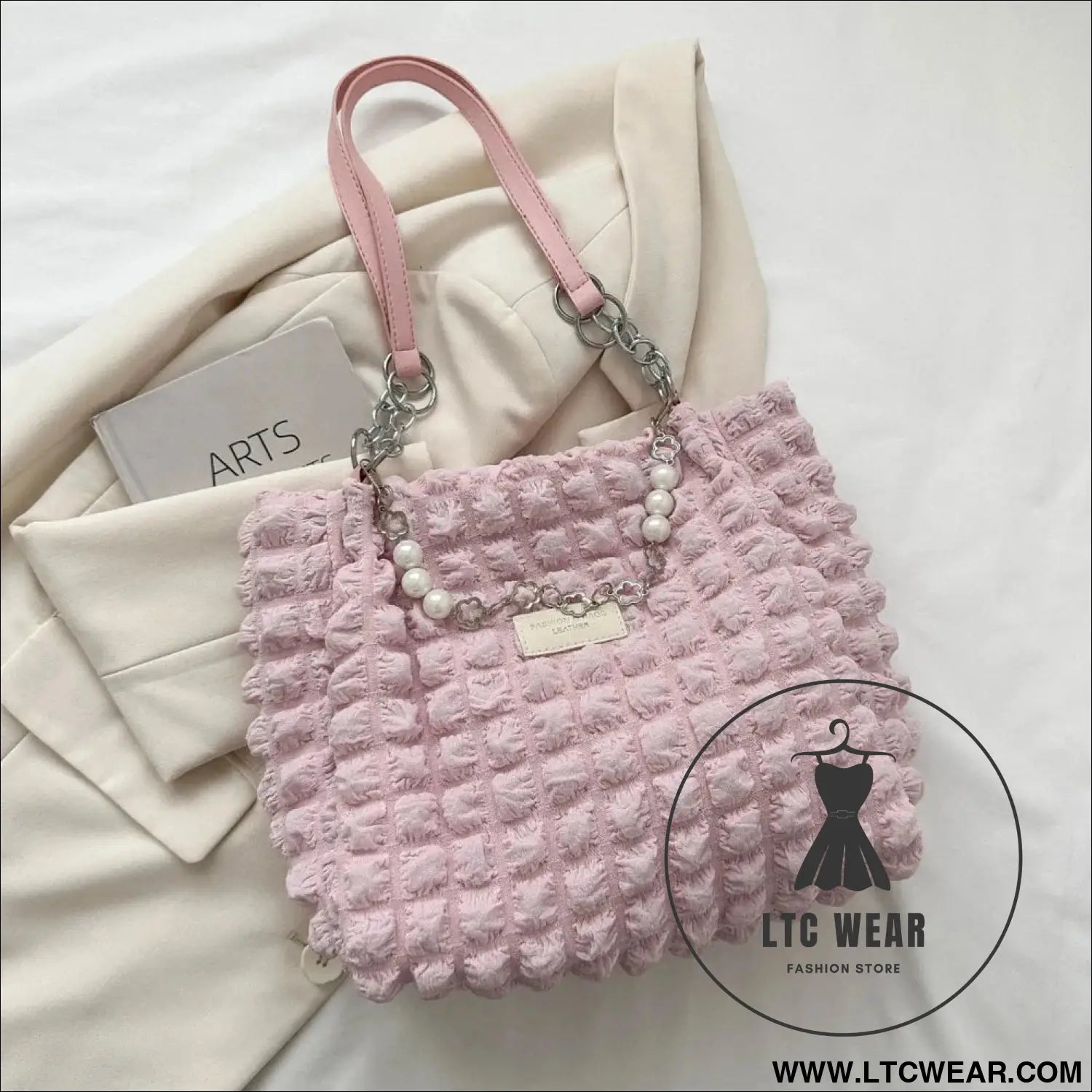 Bubble textured tote bag - blush pink / one size