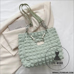 Bubble textured tote bag - light green / one size