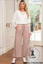 Buckskin flower patch mineral washed cropped wide leg pants - pants & culotte