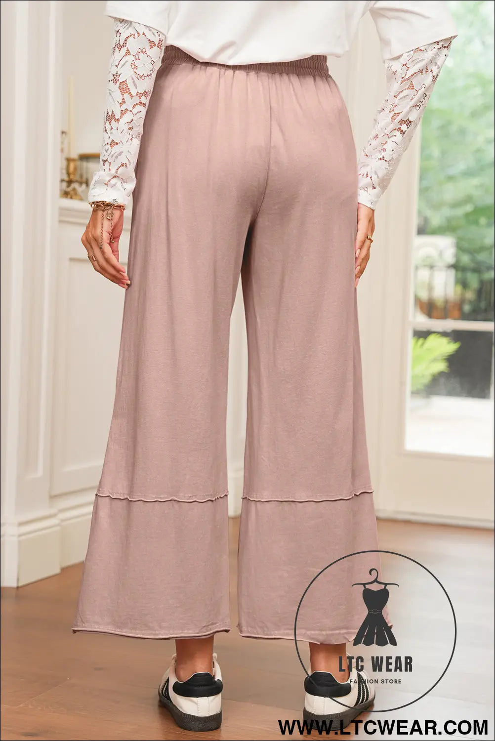 Buckskin flower patch mineral washed cropped wide leg pants - pants & culotte