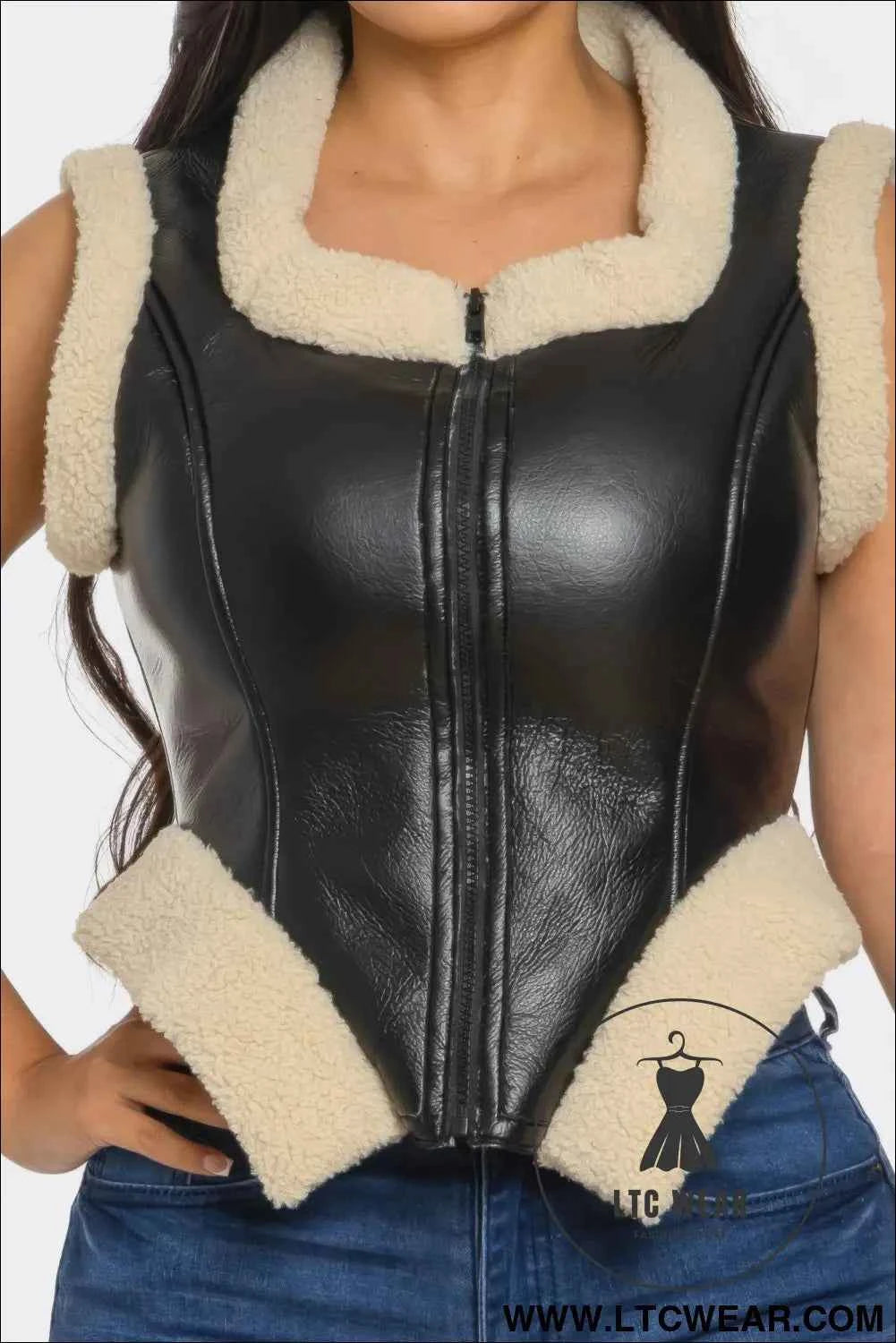 Bucle Trim Leather Vest