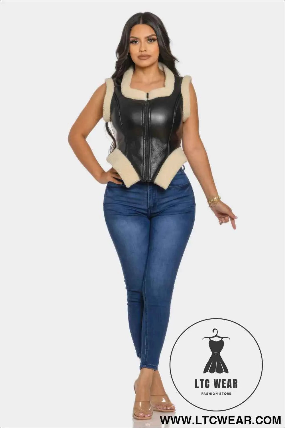 Bucle Trim Leather Vest