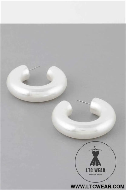 Bulky Polished Cream Hoop Earrings