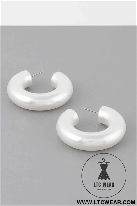 Bulky Polished Cream Hoop Earrings