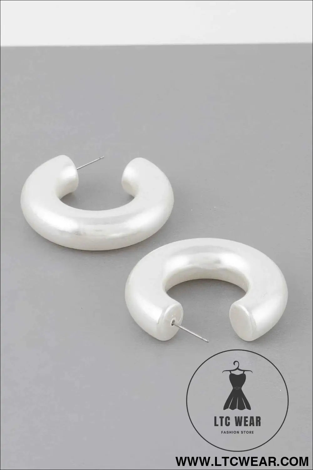 Bulky Polished Cream Hoop Earrings