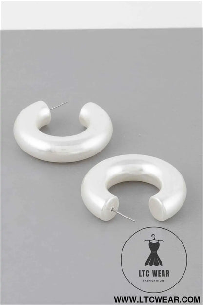 Bulky Polished Cream Hoop Earrings