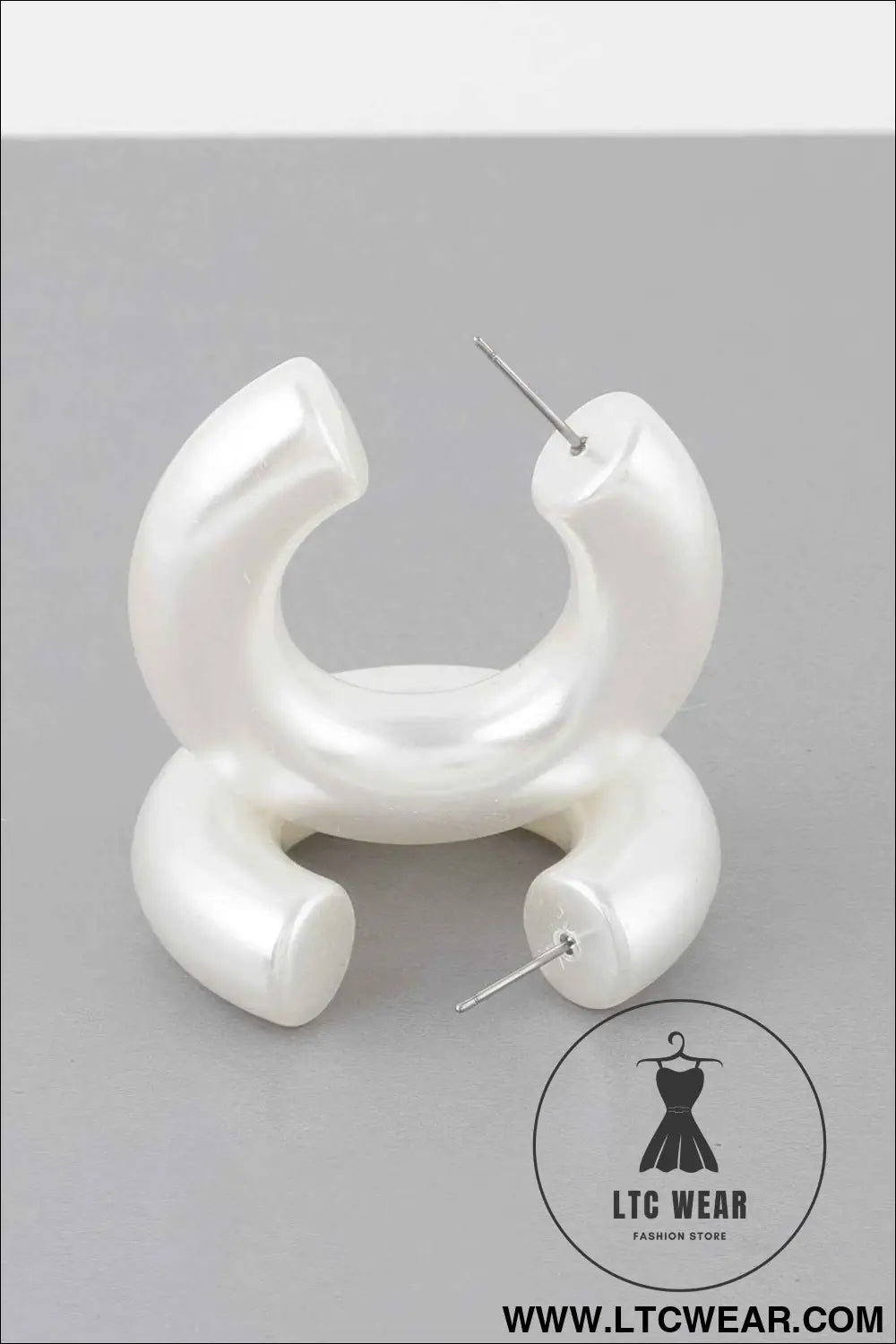Bulky Polished Cream Hoop Earrings