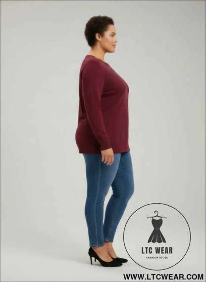 Burgundy Shimmer Knit Tunic for Effortless Style and Elegance