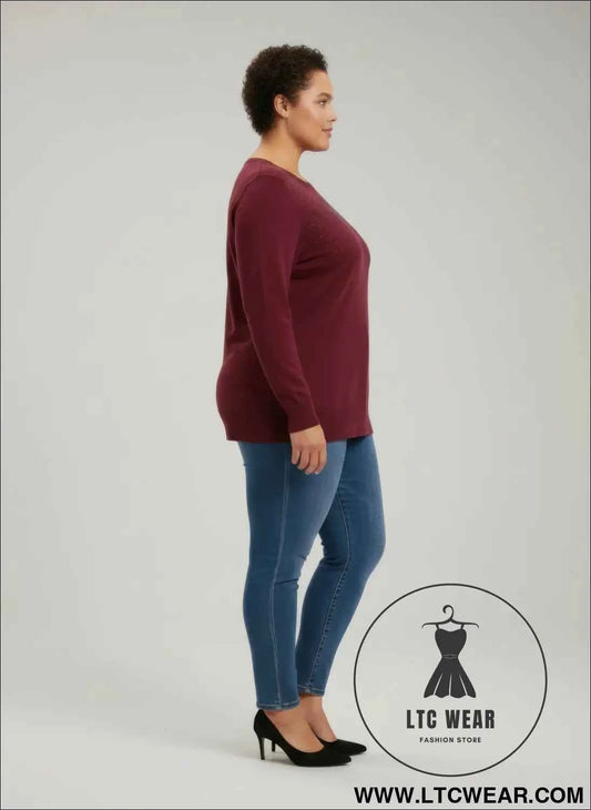 Burgundy Shimmer Knit Tunic for Effortless Style and Elegance