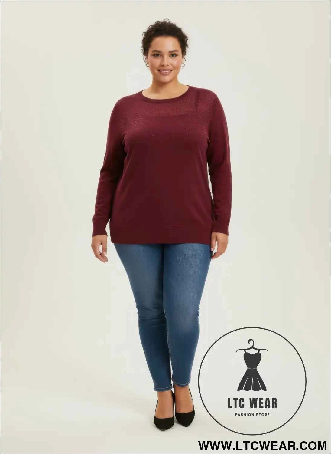 Burgundy Shimmer Knit Tunic for Effortless Style and Elegance