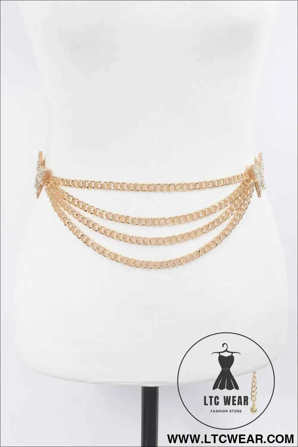 Butterfly Buckle Layered Chain Belt