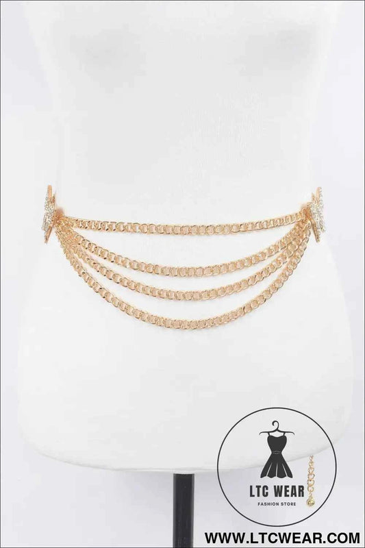 Butterfly Buckle Layered Chain Belt