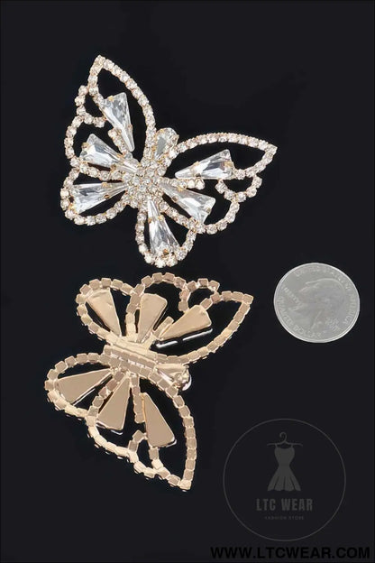 Butterfly Clear Rhinestone Gem Earrings