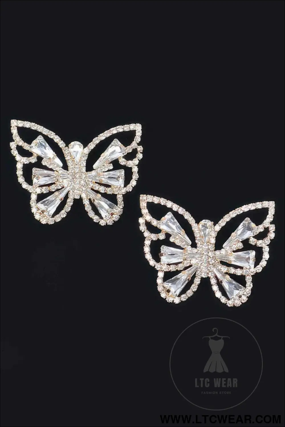 Butterfly Clear Rhinestone Gem Earrings