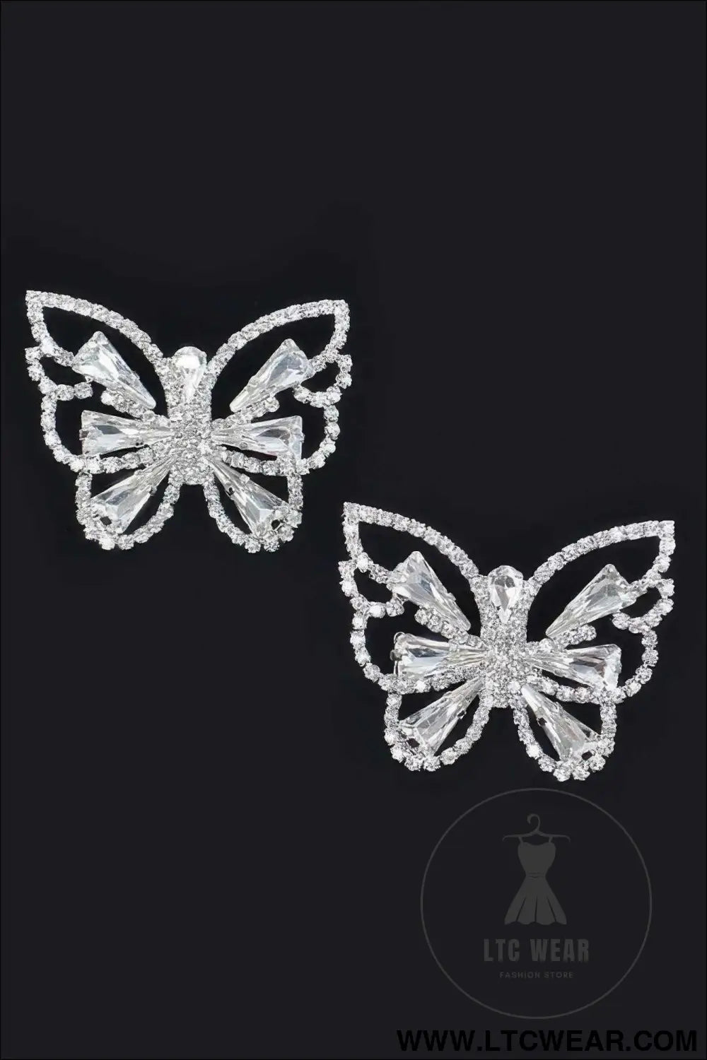 Butterfly Clear Rhinestone Gem Earrings