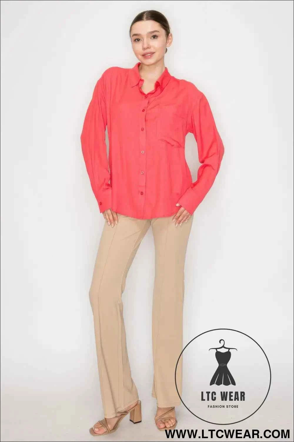 Button Down Collared Linen Shirt