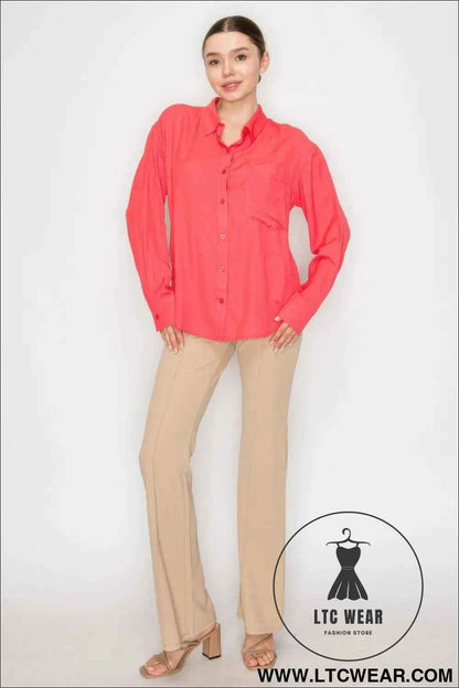 Button Down Collared Linen Shirt