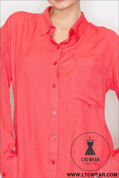 Button Down Collared Linen Shirt
