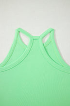 Green Slim Tank Top Elastic Waist Mini Skort 2pcs Outfit