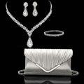 Elegant Rhinestone Set Pleated Clutch  Jewelry for Parties
