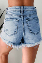 Beau Blue Distressed Acid Wash Denim Hot Shorts