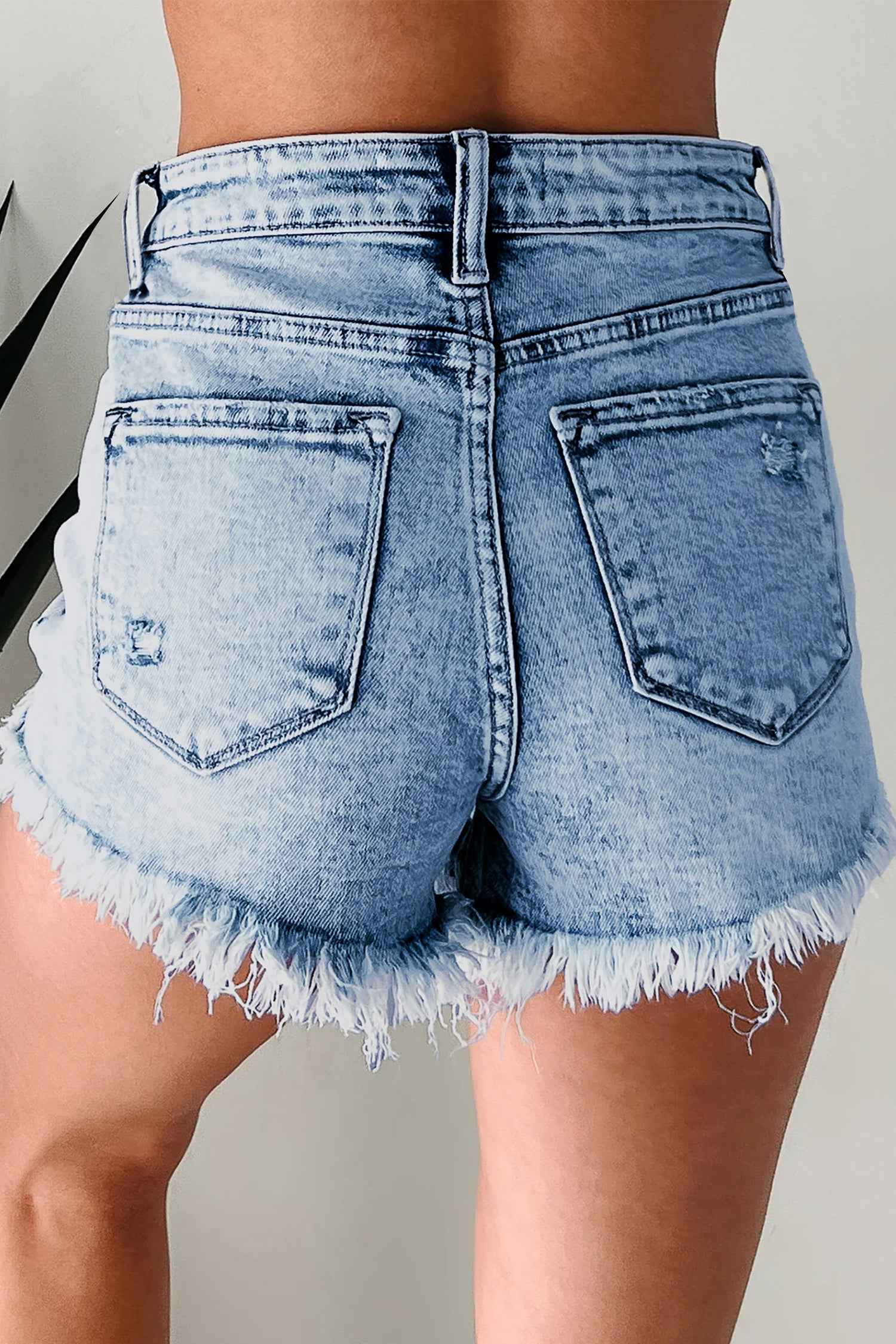 Beau Blue Distressed Acid Wash Denim Hot Shorts