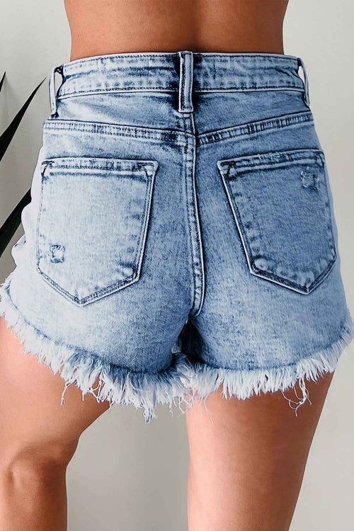 Beau Blue Distressed Acid Wash Denim Hot Shorts