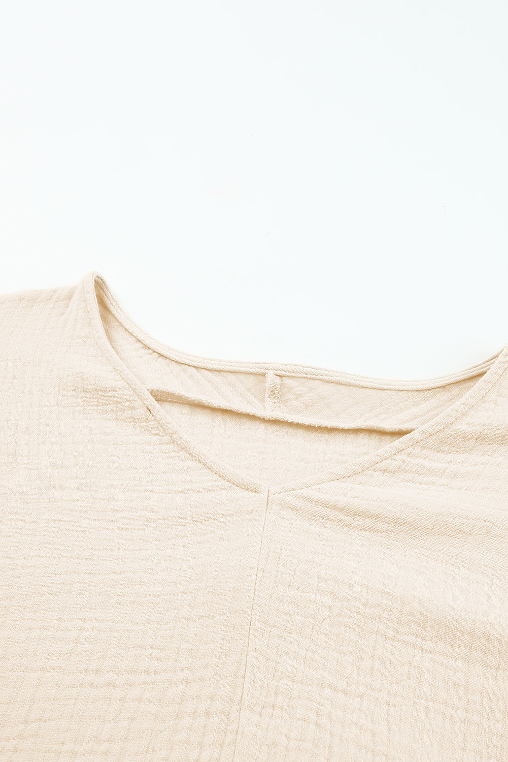 Black Frayed Batwing Sleeve Textured Cotton Blouse