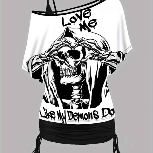 Halloween Contrast Batwing Top  Drawstring Cami Set