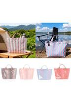 Color black Glossy Striped Vinyl Large Tote Bag