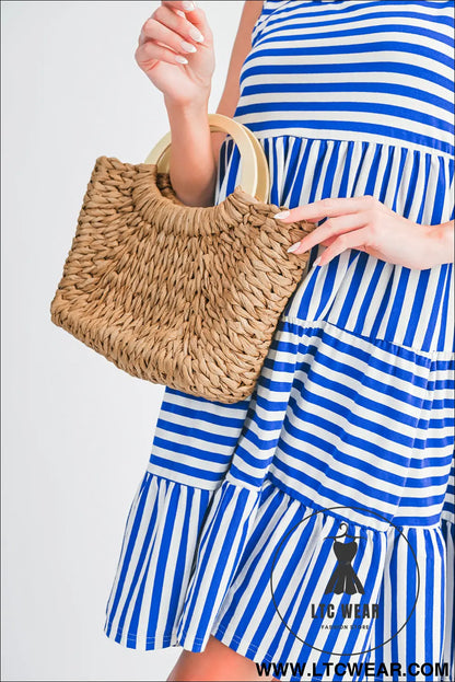 Camel Retro Straw Woven Handle Bag - L.T.C Wear Online Fashion Store