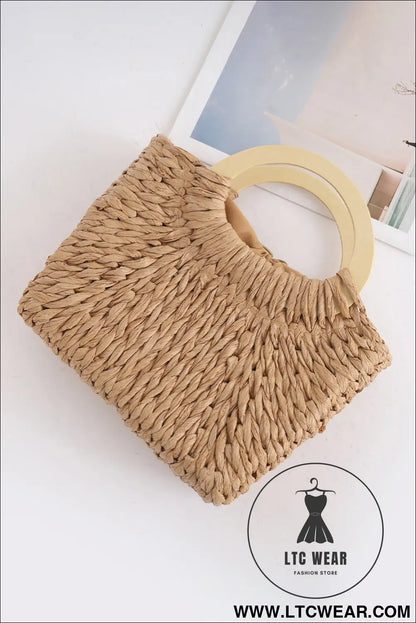 Camel Retro Straw Woven Handle Bag - L.T.C Wear Online Fashion Store