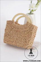 Camel retro straw woven tote bag - camel / one size / 100% straw - handbags