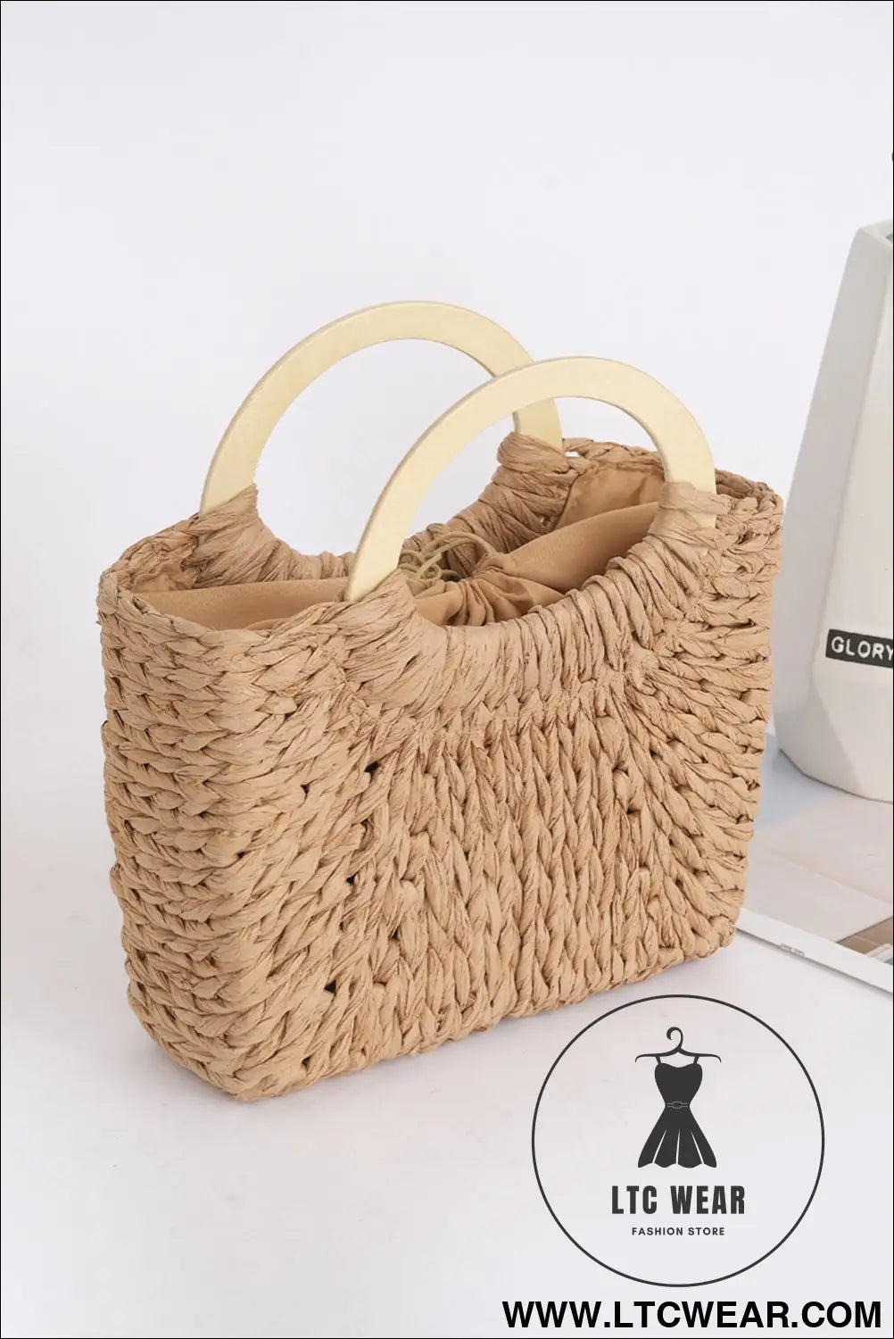 Camel retro straw woven tote bag - camel / one size / 100% straw - handbags