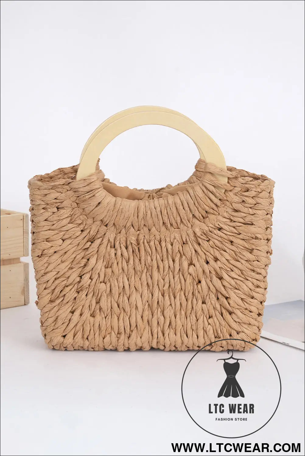 Camel retro straw woven tote bag - camel / one size / 100% straw - handbags