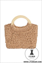 Camel retro straw woven tote bag - camel / one size / 100% straw - handbags