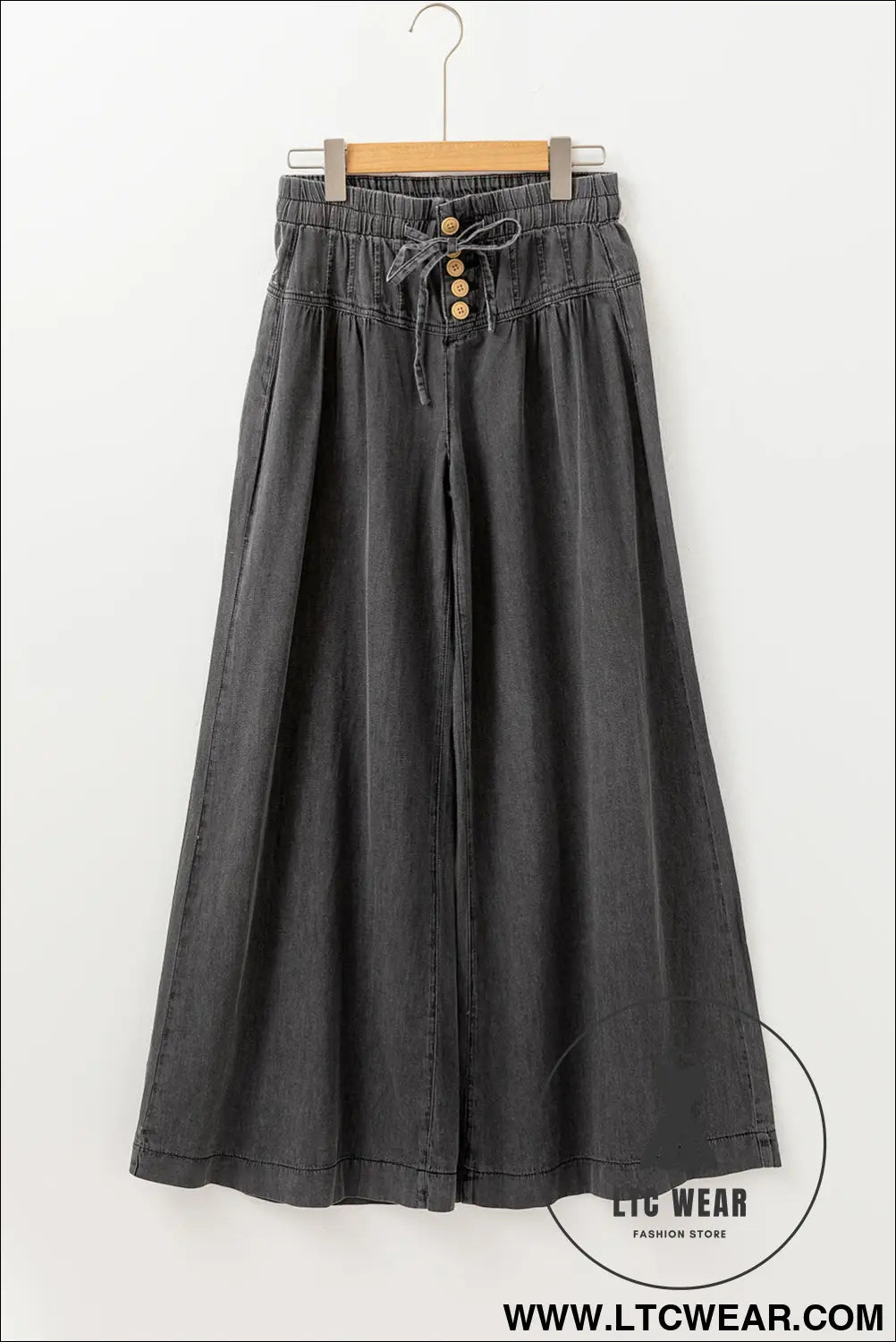 Carbon grey mineral wash button high waist wide leg jeans - 20%