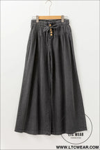 Carbon grey mineral wash button high waist wide leg jeans - 20%