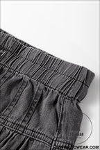 Carbon grey mineral wash button high waist wide leg jeans - 20%