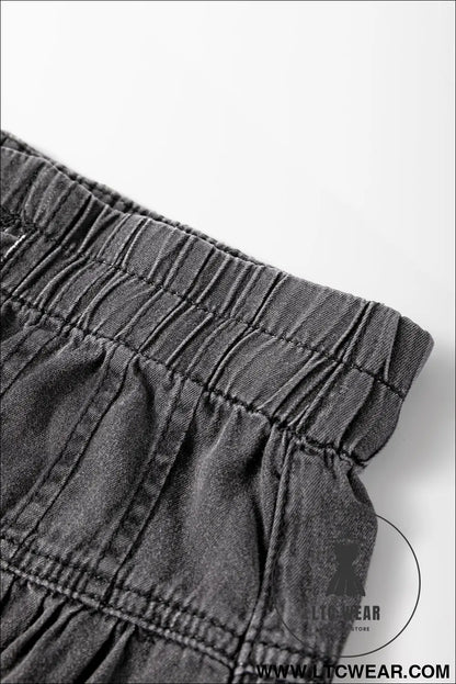 Carbon grey mineral wash button high waist wide leg jeans - 20%