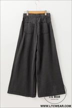 Carbon grey mineral wash button high waist wide leg jeans - 20%