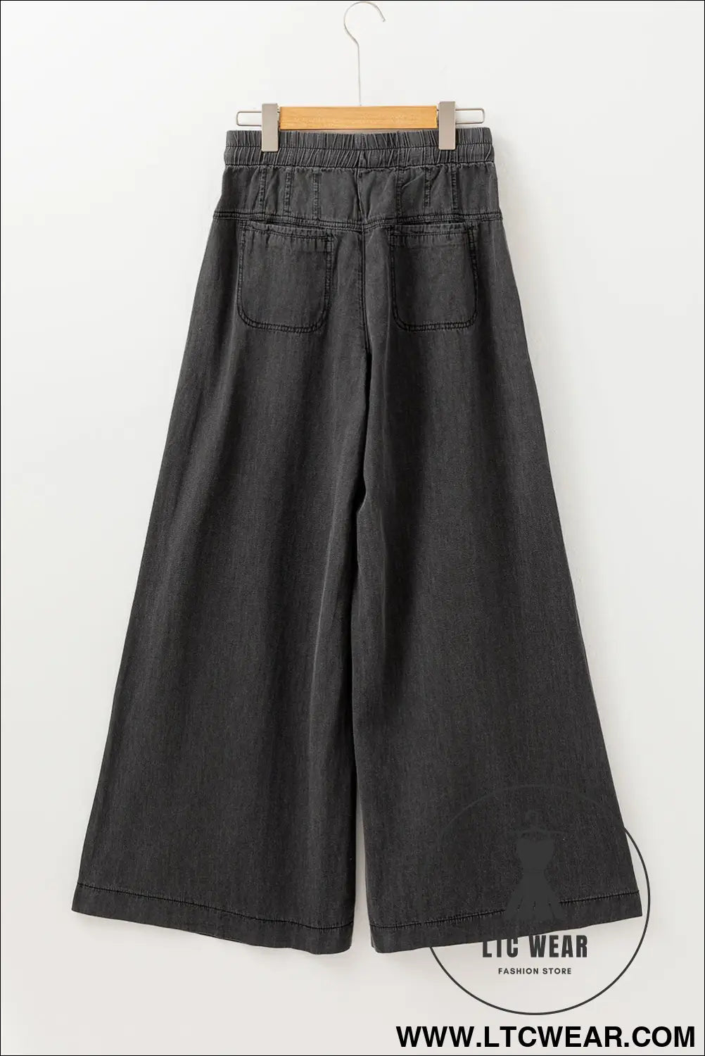 Carbon grey mineral wash button high waist wide leg jeans - 20%