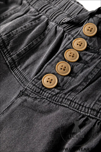 Carbon grey mineral wash button high waist wide leg jeans - 20%