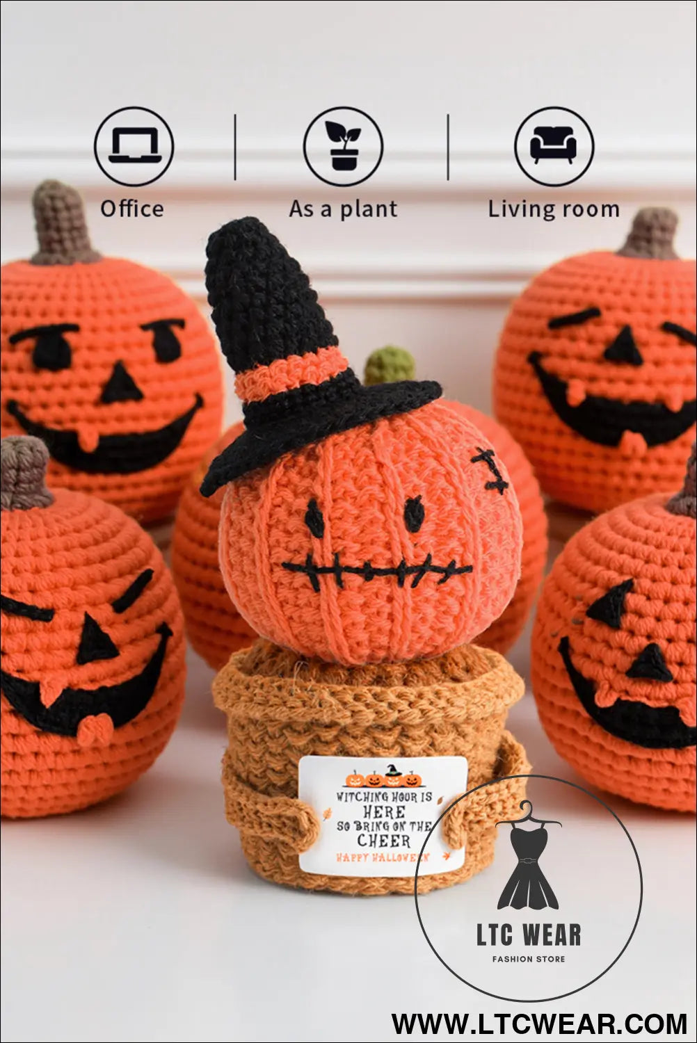 Carrot cute halloween crochet pumpkin potted doll decor - carrot / one size / 100% cotton - home