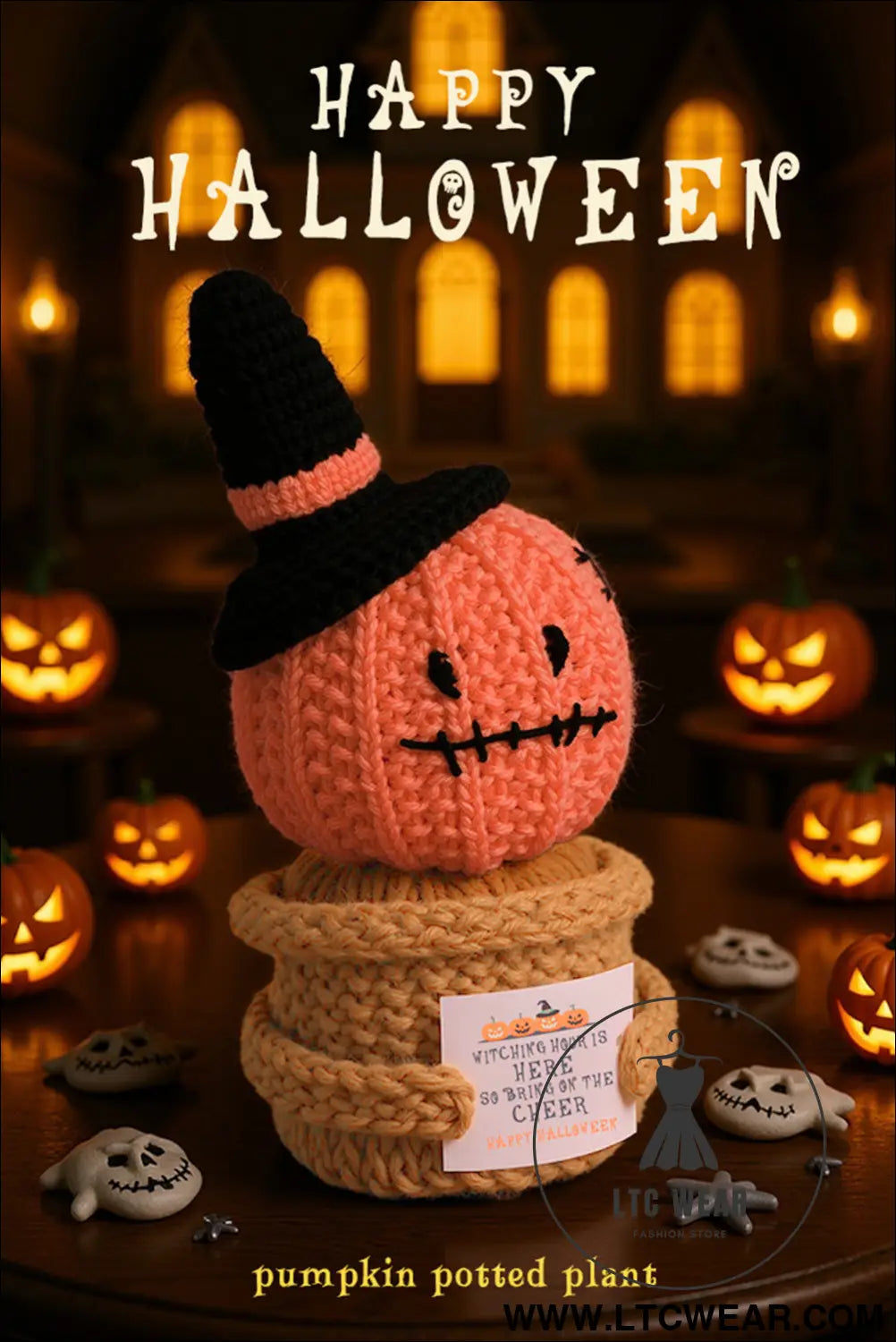 Carrot cute halloween crochet pumpkin potted doll decor - carrot / one size / 100% cotton - home