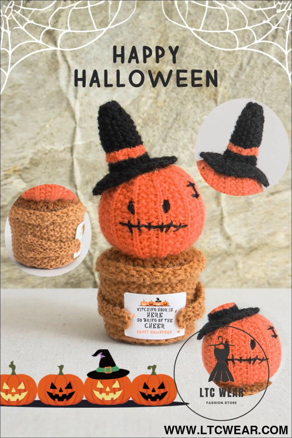 Carrot cute halloween crochet pumpkin potted doll decor - carrot / one size / 100% cotton - home