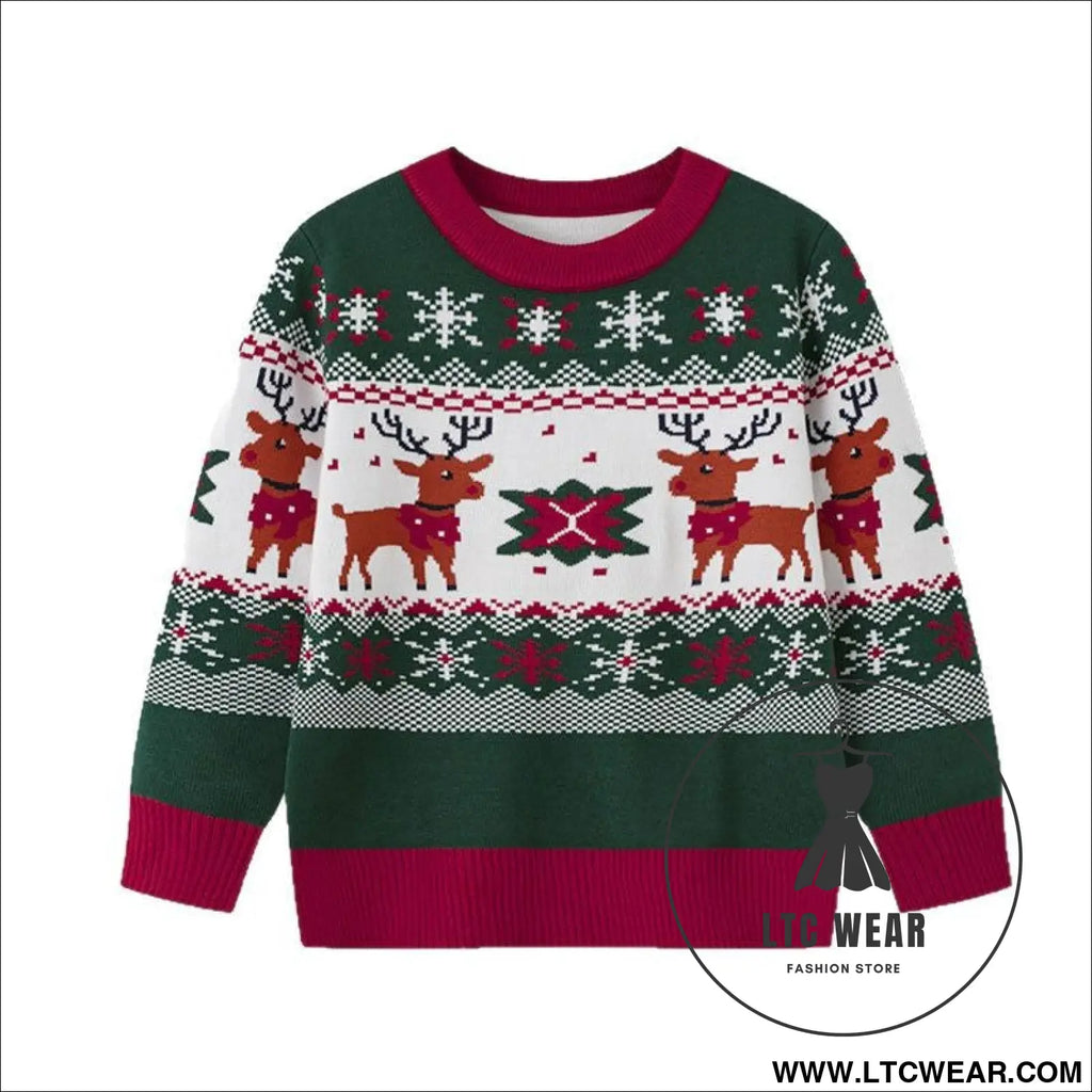 Cartoon deer sweater baby base pullover knitted sweater