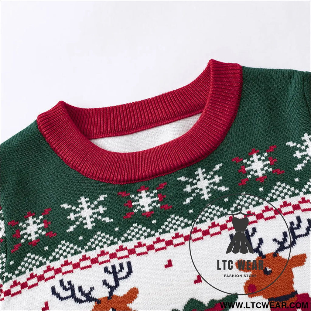 Cartoon deer sweater baby base pullover knitted sweater