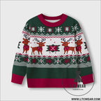 Cartoon deer sweater baby base pullover knitted sweater - green / 3y(90cm）