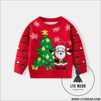 Cartoon elderly pullover baby base knitted sweater - red / 3y(90cm）